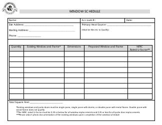 Document preview: Window Replacing Schedule Template - Orcas Power & Light Co-op