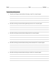 &quot;Research Paper Self-assessment Template&quot;