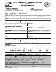 DEP Form FPS-A065 &quot;Volunteer Application - Florida Park Service&quot; - Florida
