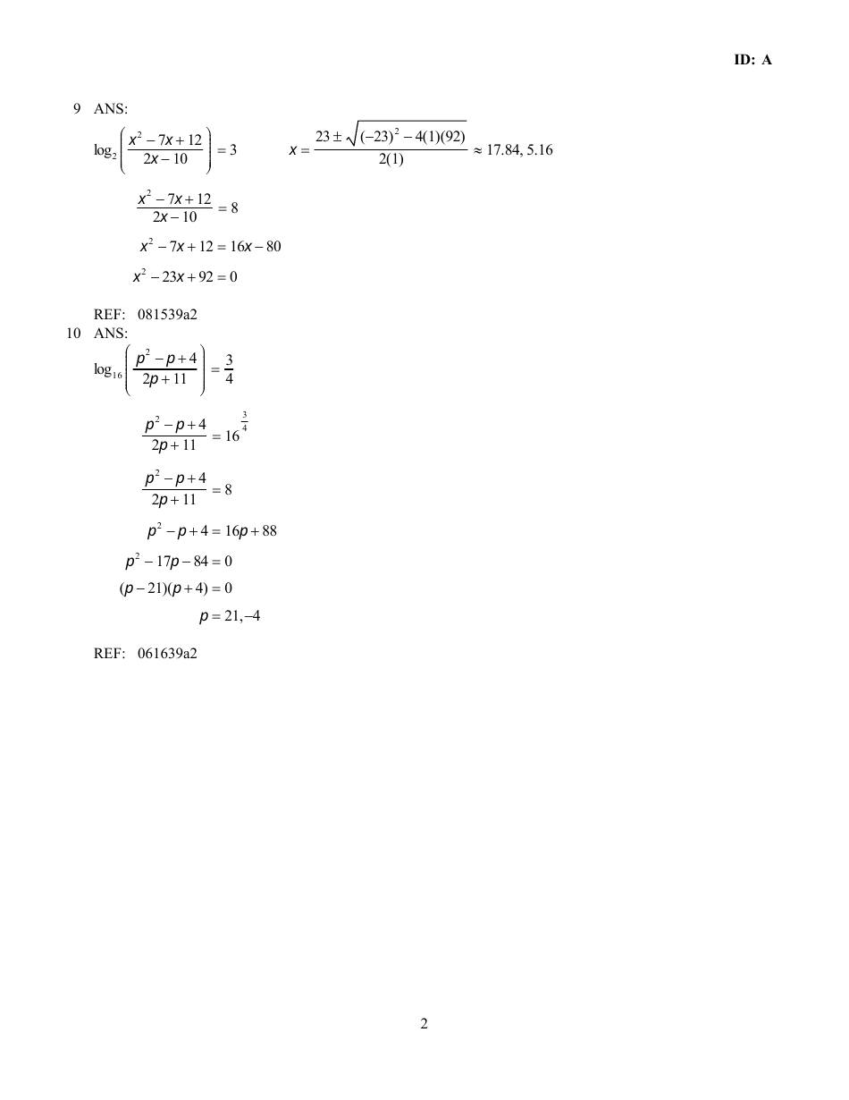 Logarithmic Equations Worksheet With Answers, Page 3