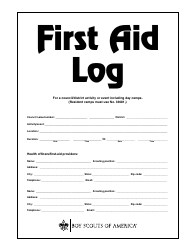 &quot;First Aid Log - B' oy Scouts of America&quot;