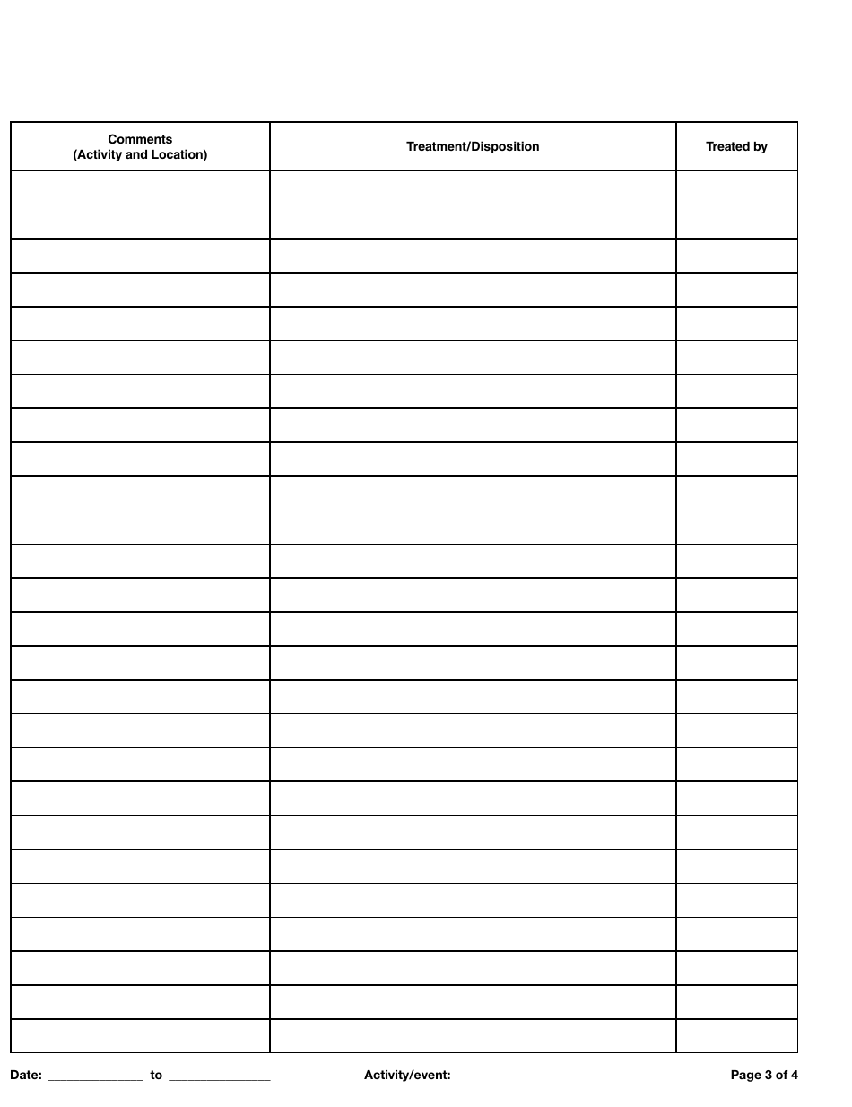 First Aid Log - Boy Scouts of America, Page 3