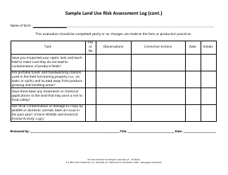 Sample Land Use Risk Assessment Log - Cornell University, Page 2