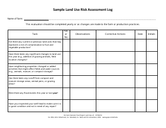 Document preview: Sample Land Use Risk Assessment Log - Cornell University