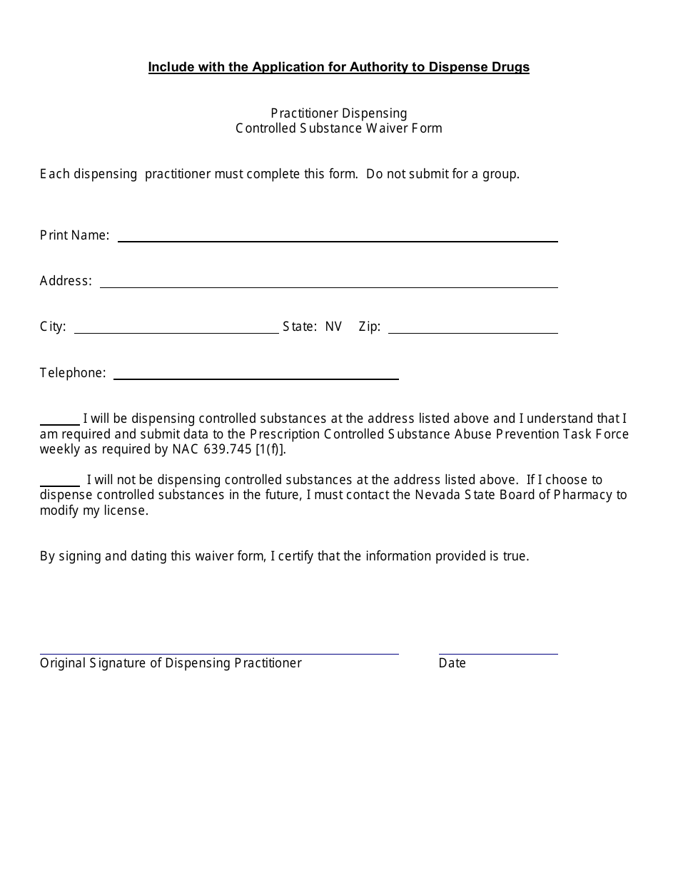 Application for Authority to Dispense Controlled Substances or Dangerous Drugs or Both - Nevada, Page 4