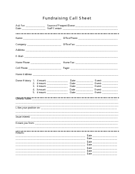 Document preview: Fundraising Call Sheet Template