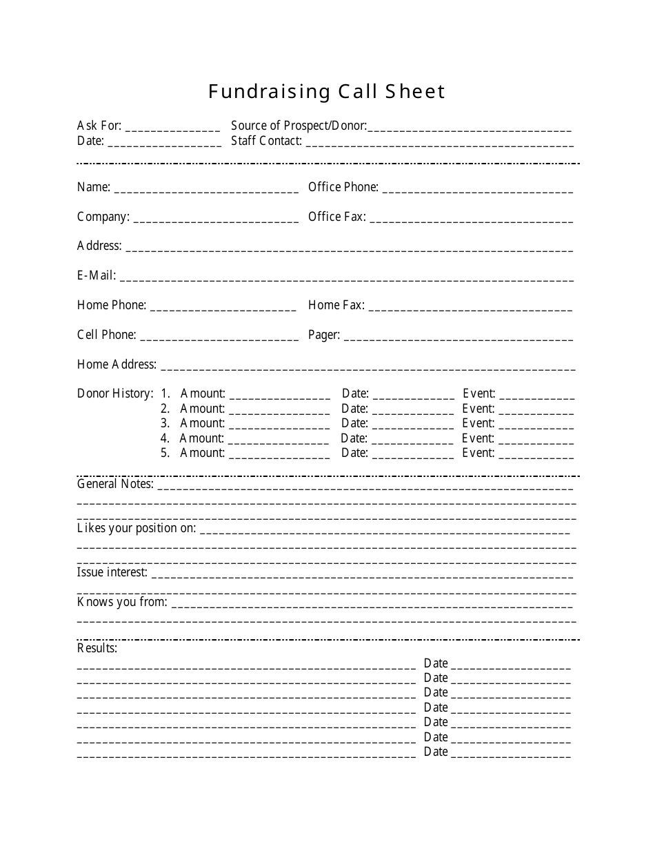 Fundraising Call Sheet Template Download Printable PDF Pertaining To Donation Report Template