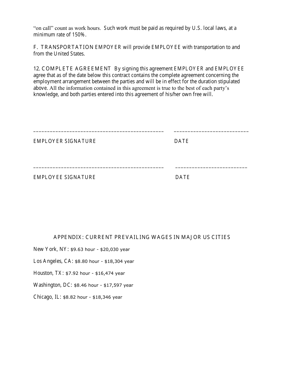 Sample Employment Contract Template for /B1/A3/G5/NATO-7 Applicants ...