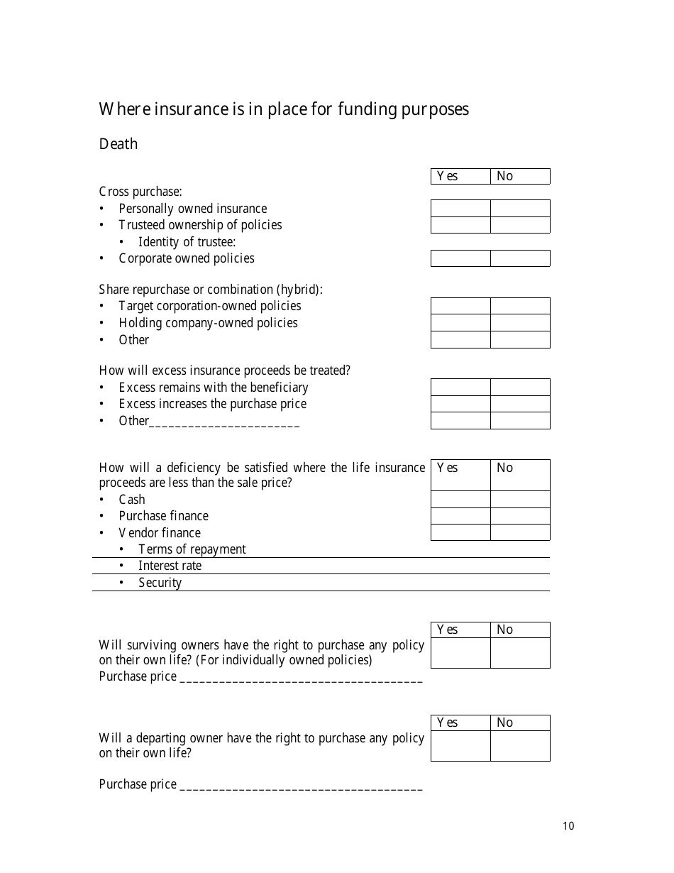 Buy-Sell Agreement Planning Checklist Template - Sun Life Financial - Canada, Page 11