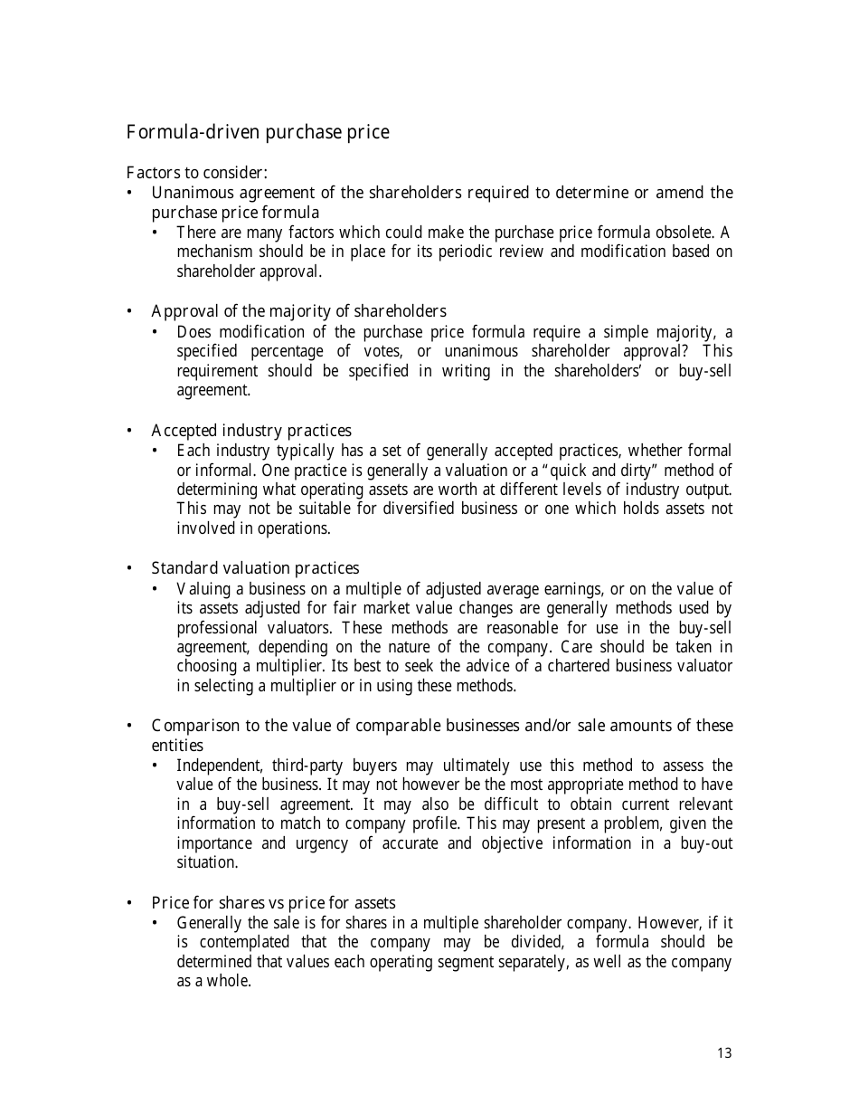 Buy-Sell Agreement Planning Checklist Template - Sun Life Financial - Canada, Page 14