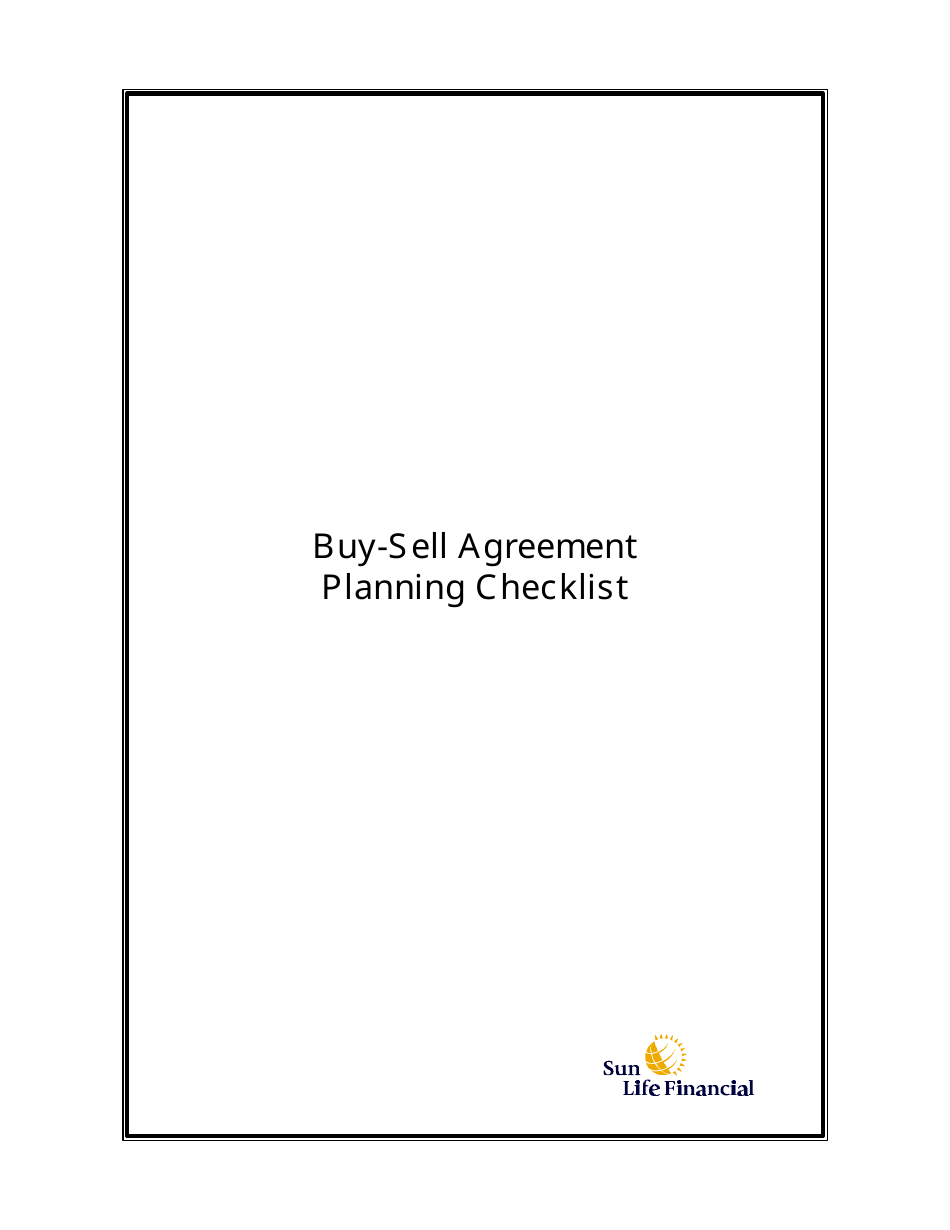 Buy-Sell Agreement Planning Checklist Template - Sun Life Financial - Canada, Page 1