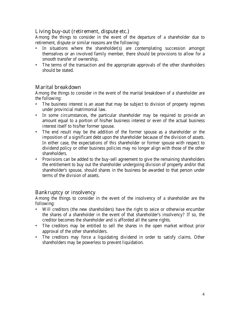 Buy-Sell Agreement Planning Checklist Template - Sun Life Financial - Canada, Page 5
