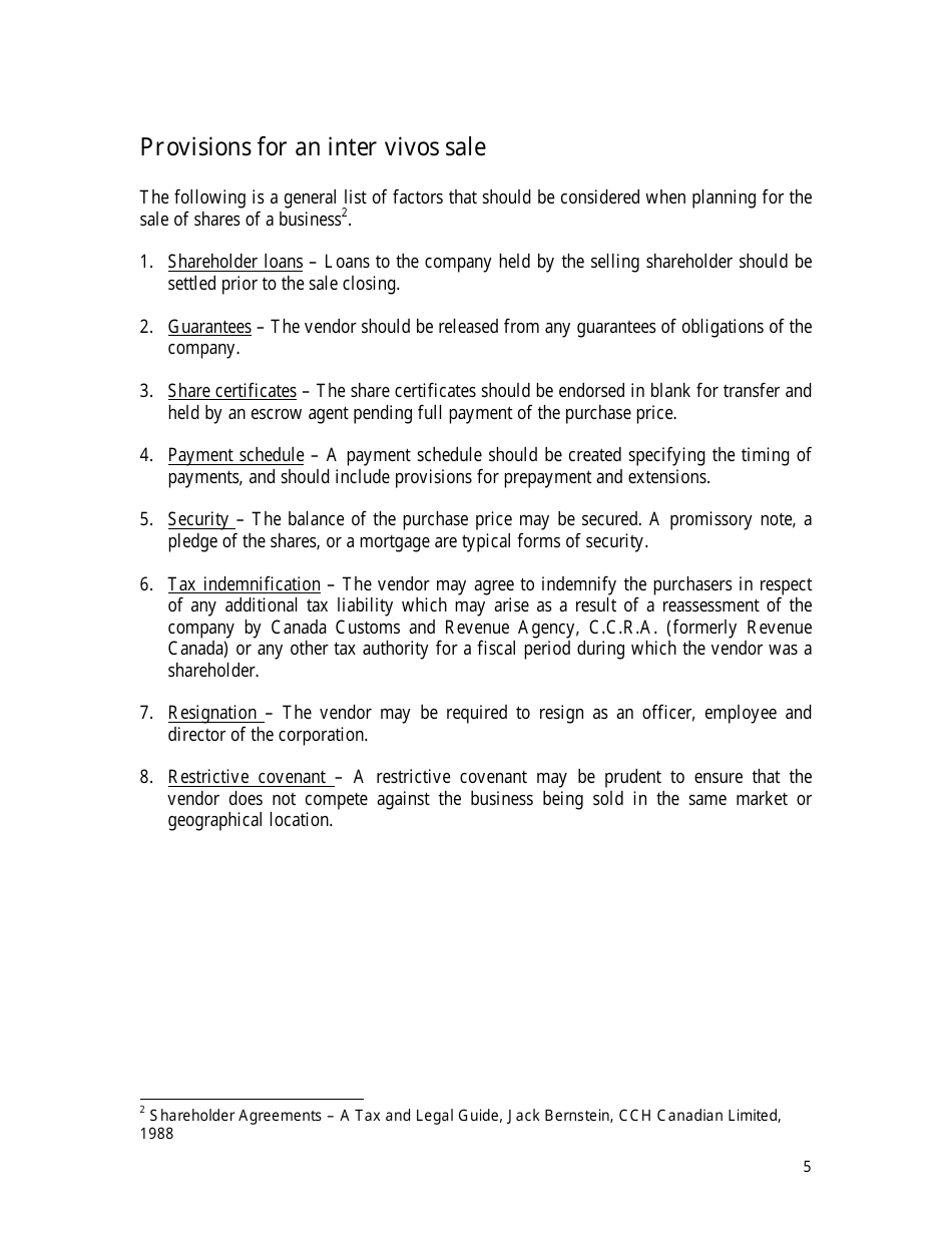 Buy-Sell Agreement Planning Checklist Template - Sun Life Financial - Canada, Page 6