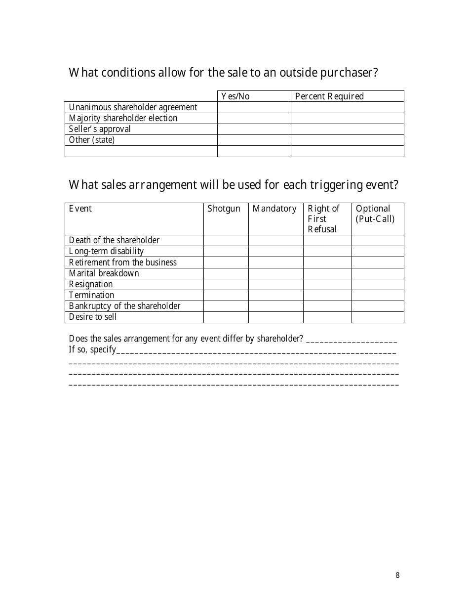 Buy-Sell Agreement Planning Checklist Template - Sun Life Financial - Canada, Page 9