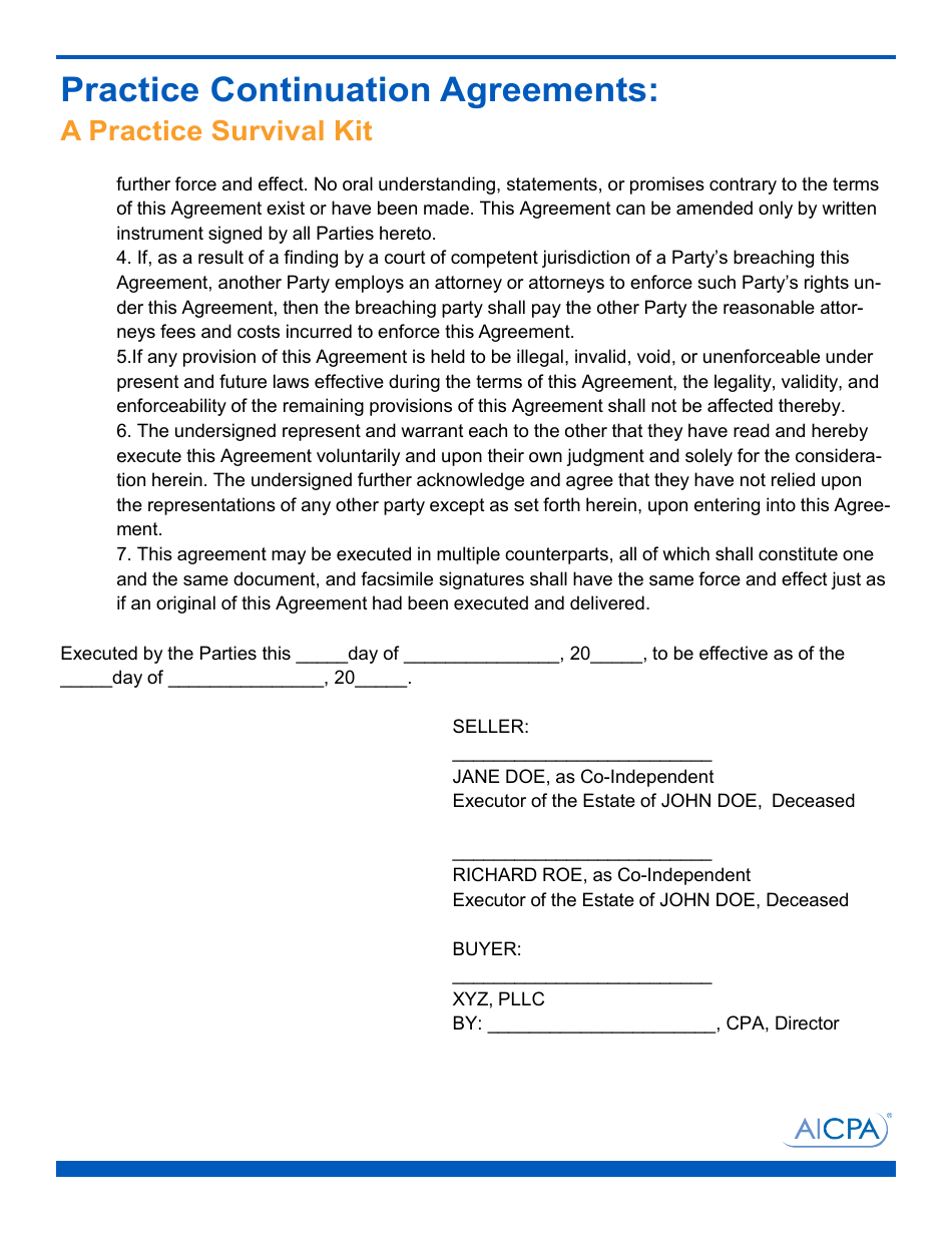 Sample Buy and Sell Agreement Template - Aicpa, Page 12