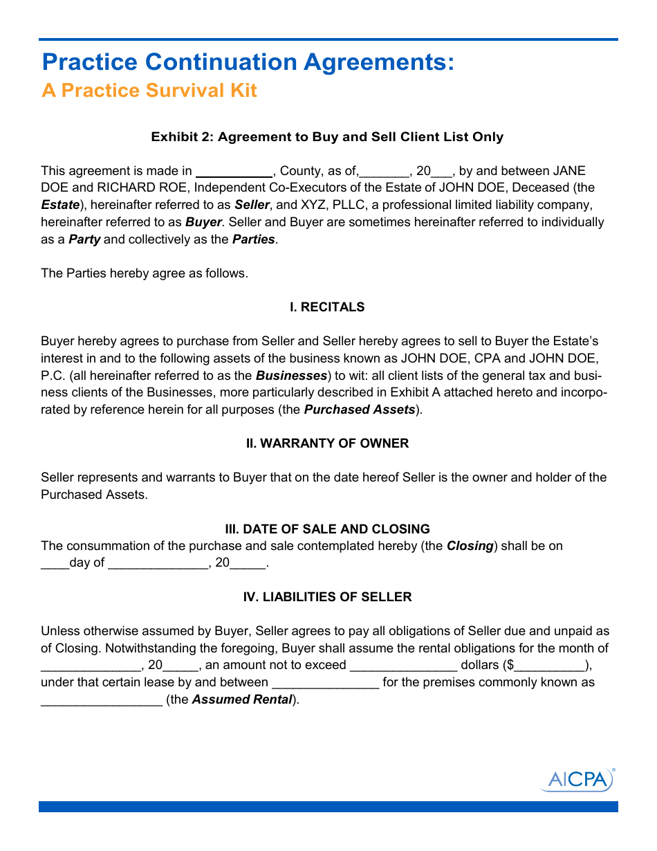 Sample Buy and Sell Agreement Template - Aicpa, Page 7
