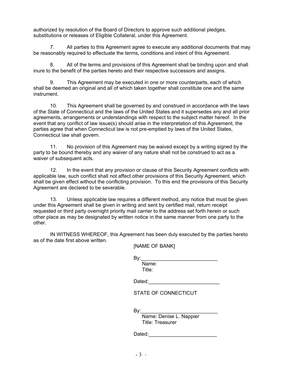 Security Agreement (Form Public Deposit) - Connecticut, Page 3