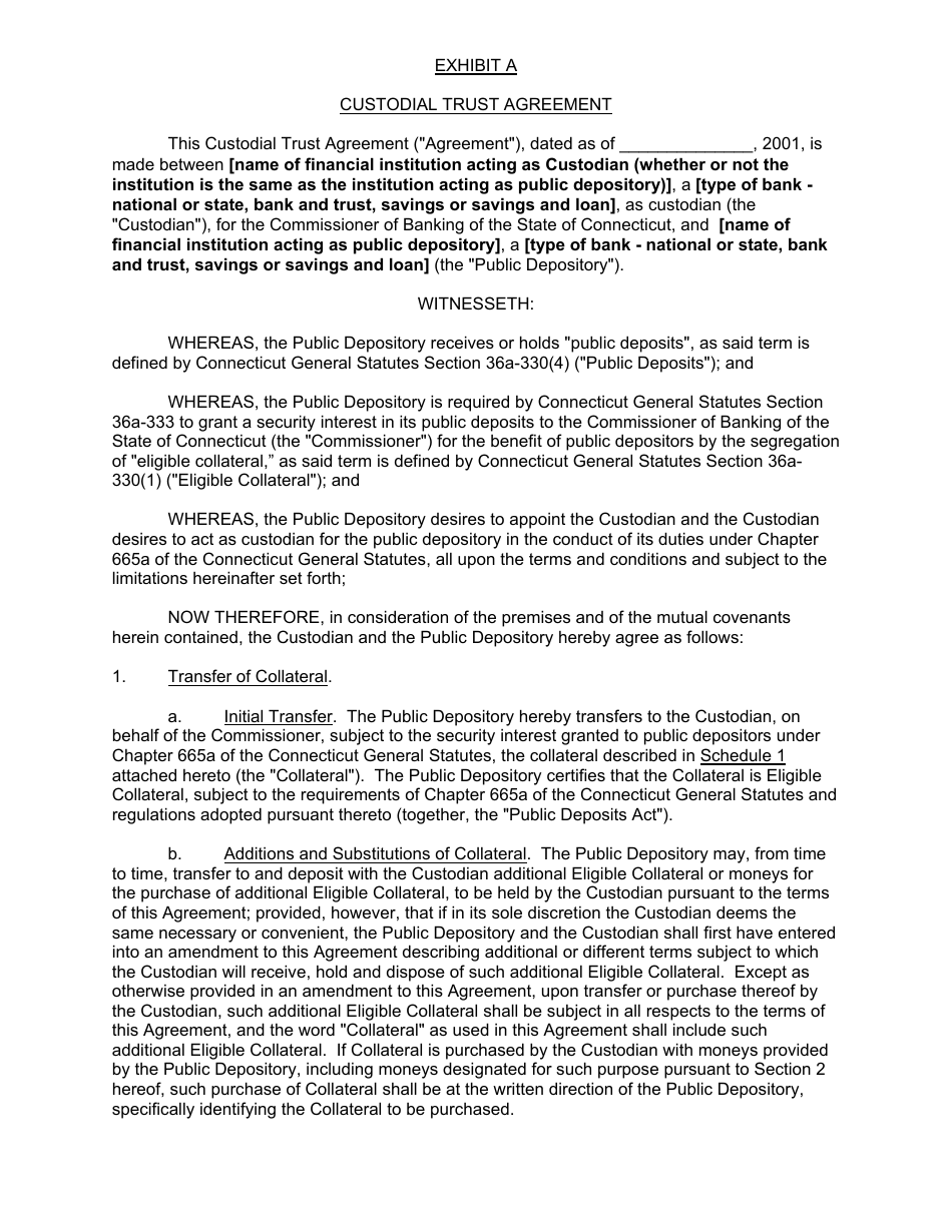 Connecticut Security Agreement (Form Public Deposit) Download Printable