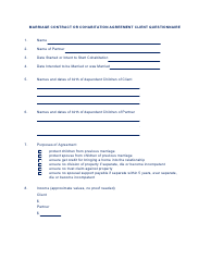 Marriage Contract or Cohabitation Agreement Client Questionnaire Template