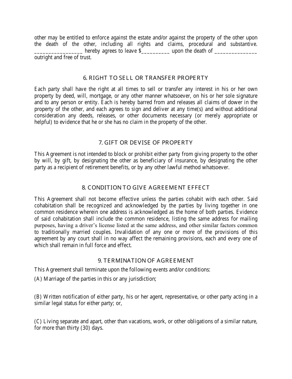 Cohabitation Agreement Form - City of Columbus, Ohio, Page 4