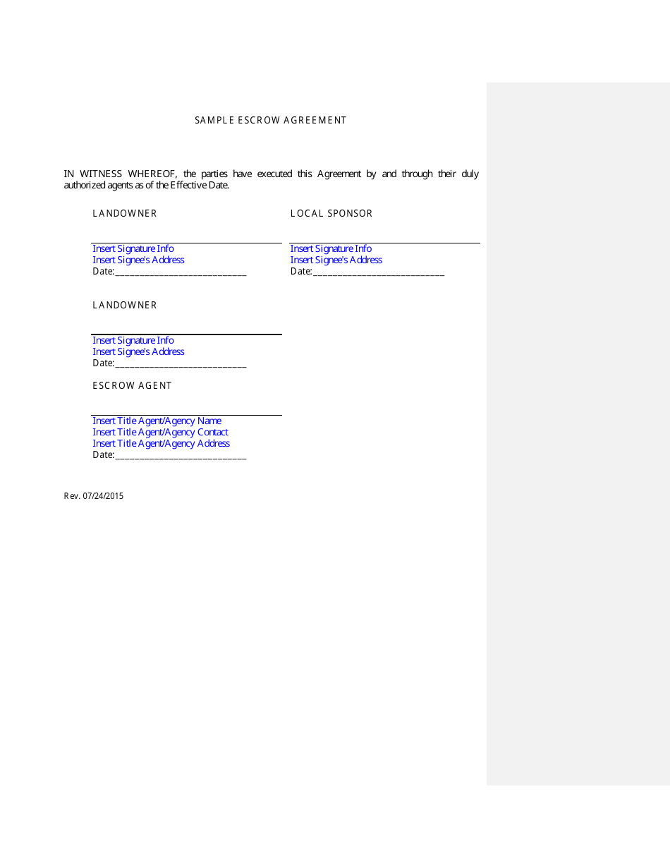 Sample Escrow Agreement - Ohio, Page 10