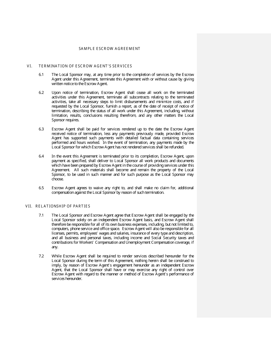 Sample Escrow Agreement - Ohio, Page 4