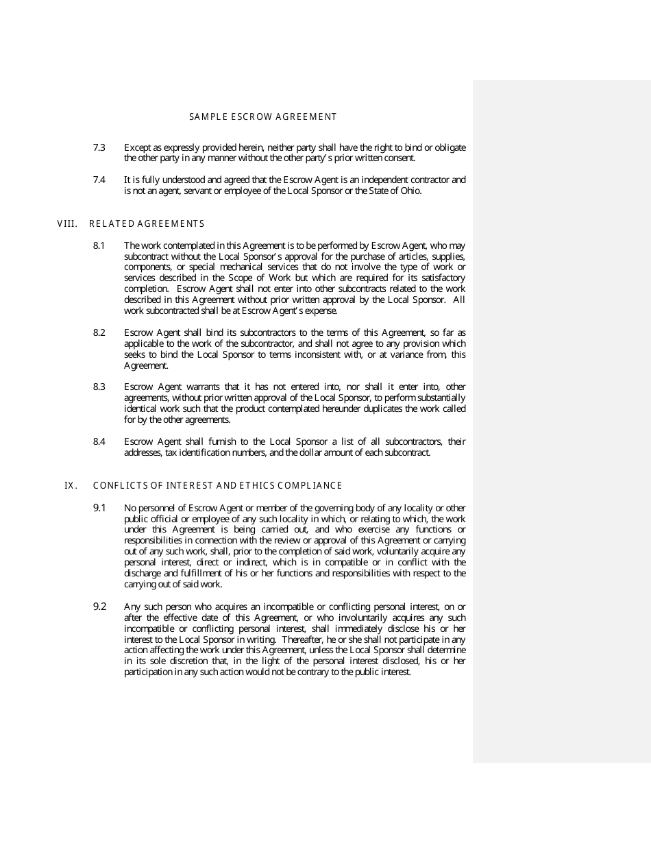 Sample Escrow Agreement - Ohio, Page 5