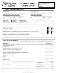 &quot;Business Loan Application Form - Members Choice Credit Union&quot;, Page 2