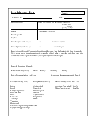 Document preview: Records Inventory Form
