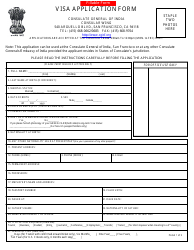 Document preview: Indian Visa Application Form - Consulate General of India - San Francisco, California