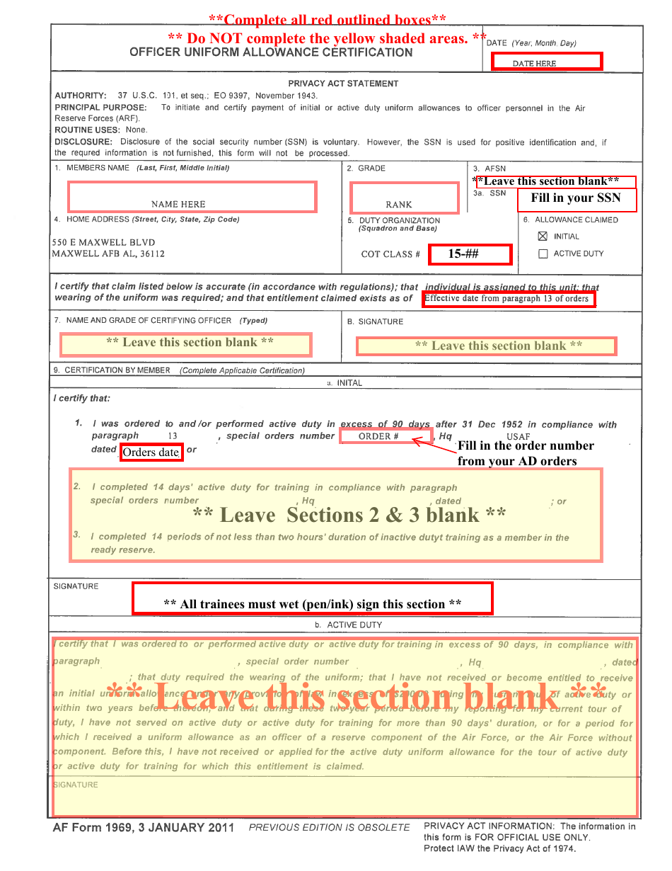Sample Active Duty Finance Forms Packet - the Air University, Page 3