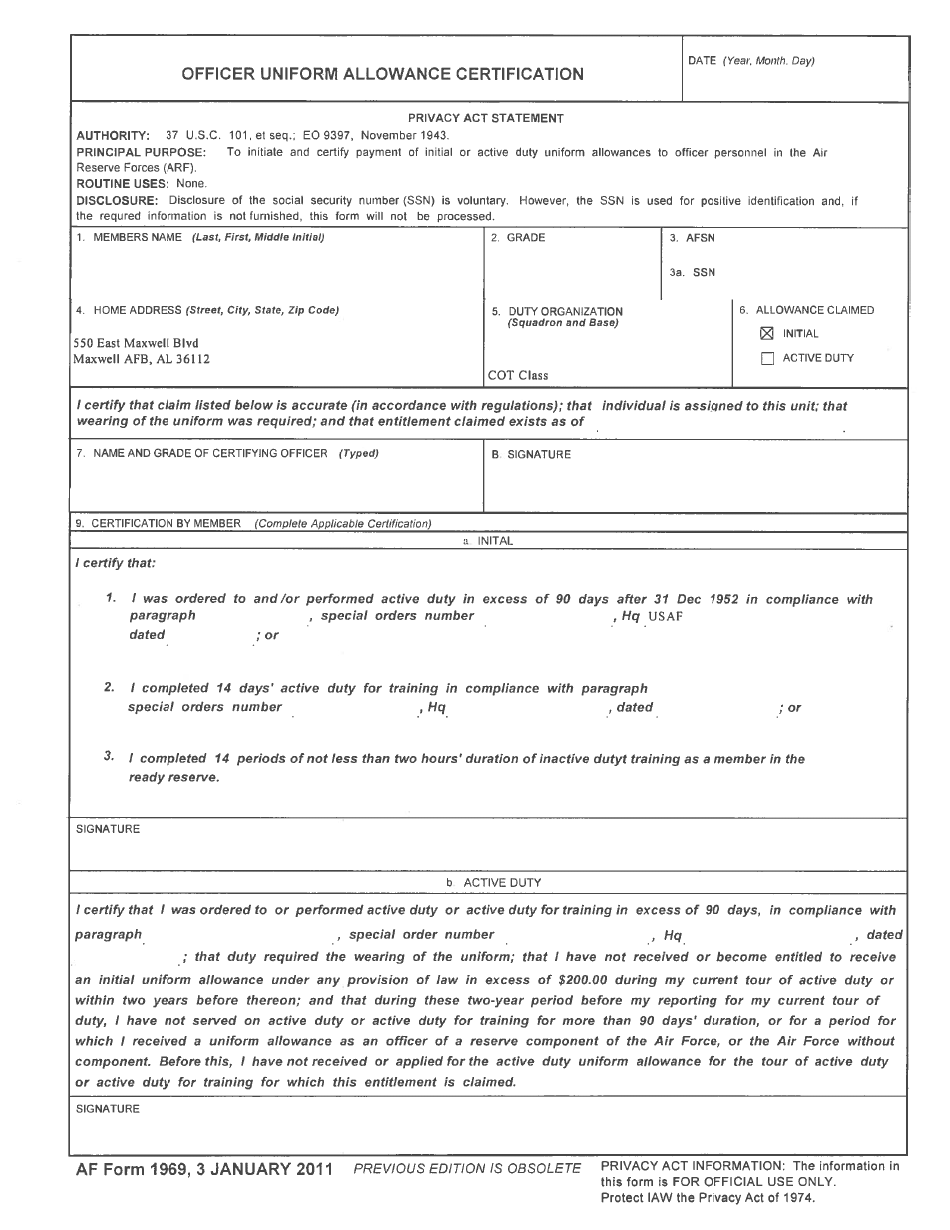 Sample Active Duty Finance Forms Packet - the Air University, Page 4
