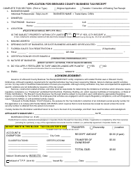Application for Brevard County Business Tax Receipt - Brevard County, Florida, Page 2