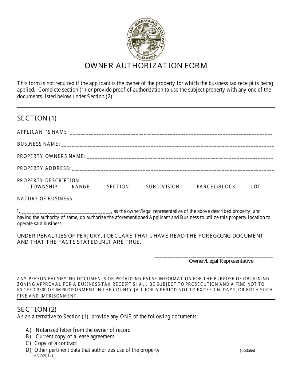 Application for Brevard County Business Tax Receipt - Brevard County, Florida, Page 3