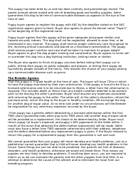 Dog's Purchase Agreement/Health Guarantee Template, Page 2