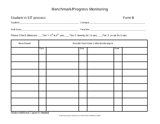 &quot;Benchmark or Progress Monitoring Sheet&quot;