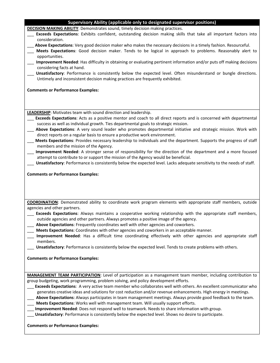 Employee Performance Appraisal Form - Objectives for Upcoming Year, Page 4