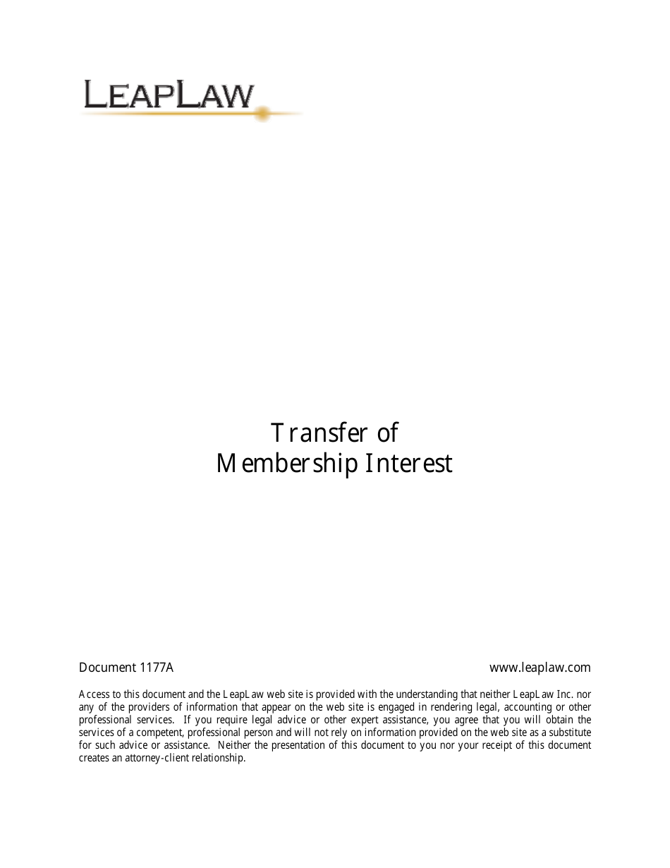 Sample Transfer of Membership Interest Template