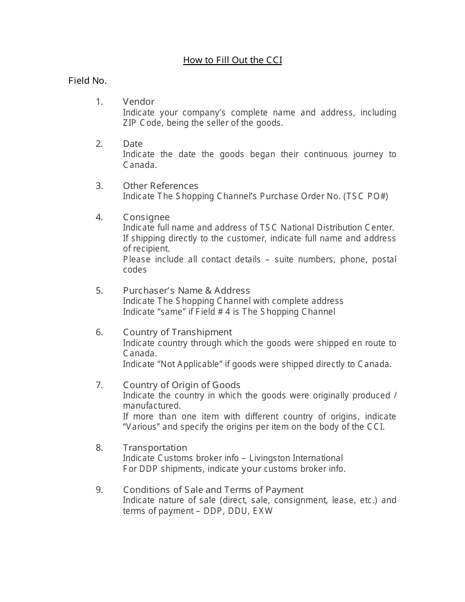 Form CL1 Canada Customs Invoice Filing Packet - the Shopping Channel - Canada, Page 4