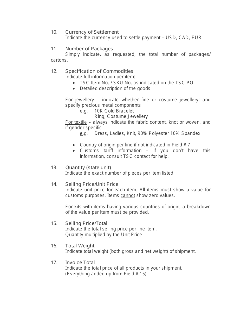 Form CL1 Canada Customs Invoice Filing Packet - the Shopping Channel - Canada, Page 5