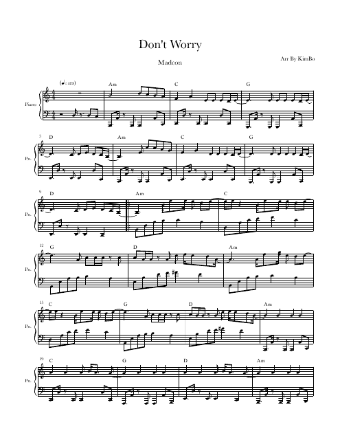 Madcon - Don't Worry Piano Sheet Music