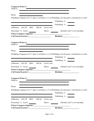 Songwriter Split Sheets, Page 2