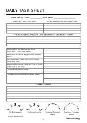 Daily Task Sheet Template, Page 2