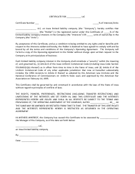 Document preview: LLC Certificate Template - Iowa
