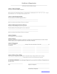 Document preview: Certificate of Organization - Nebraska Limited Liability Company - LLC University - Nebraska