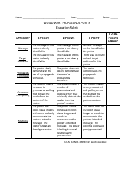 Document preview: World War I Propaganda Poster Evaluation Rubric Template