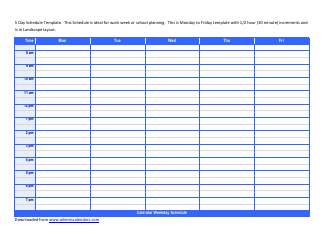 5 Day Schedule Template Download Printable PDF | Templateroller