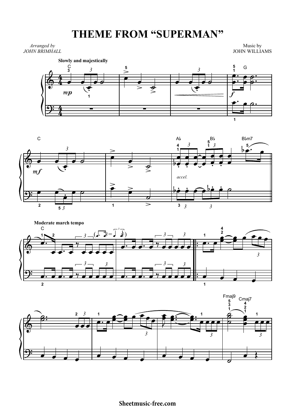 John Williams - Theme From Superman Sheet Music Download Printable PDF ...