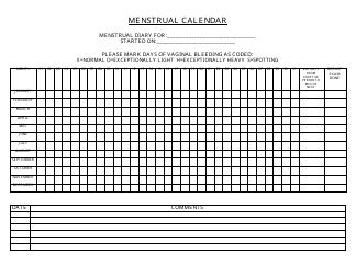 Document preview: Menstrual Calendar Template