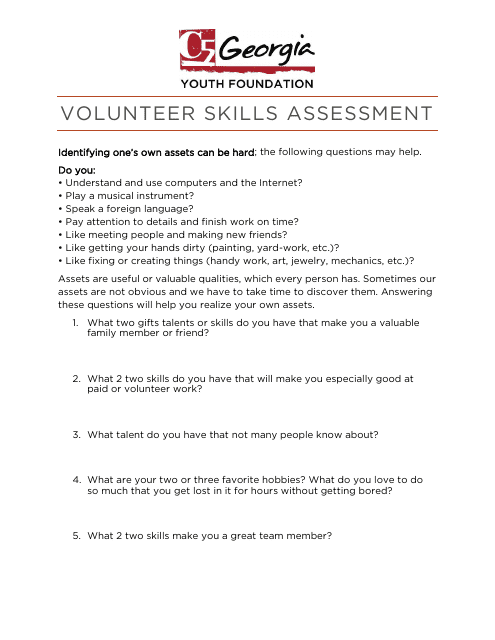 Volunteer Skills Assessment Form - C5 Georgia Youth Foundation
